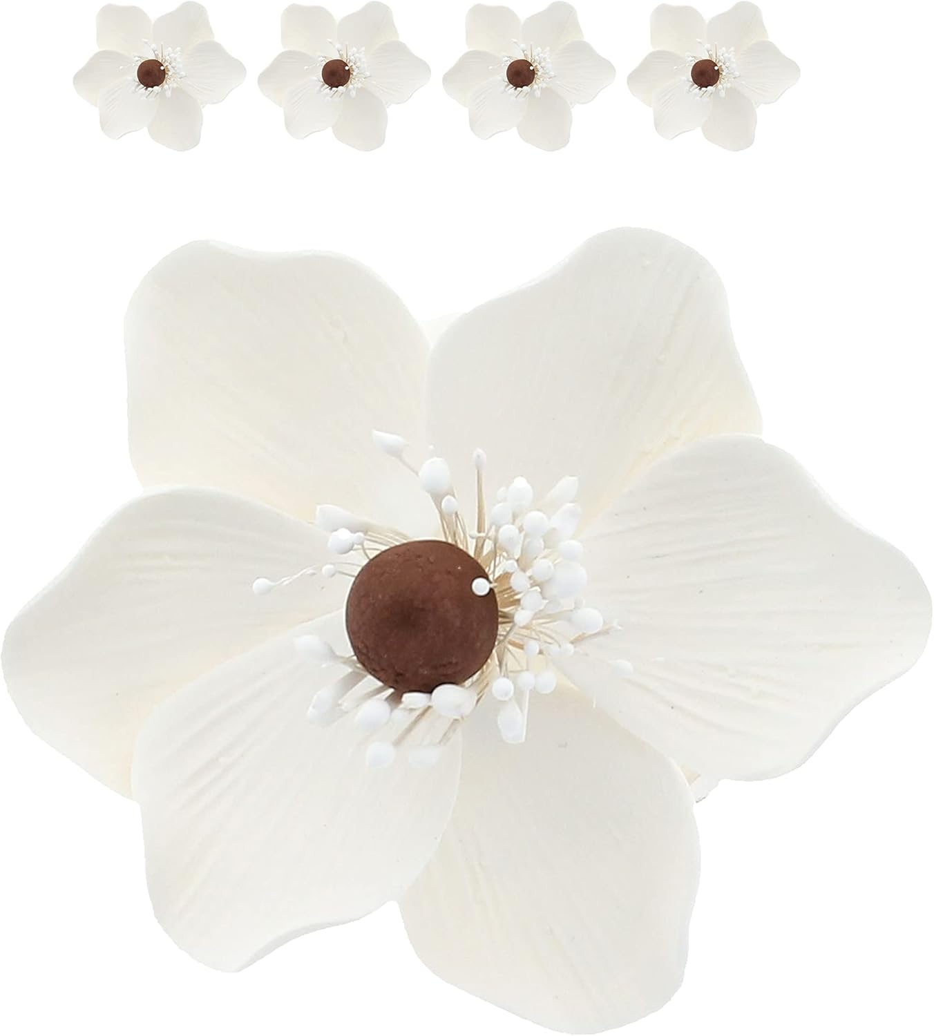 Global Sugar Art Poppy Anemone Sugar Cake Flowers, White, 4 Count by Chef Alan Tetreault