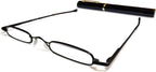 Ultra Slim and Lightweight Pocket Unisex Mini Reading Glasses +2.0 Black. Comes with free matching oval aluminium case with clip