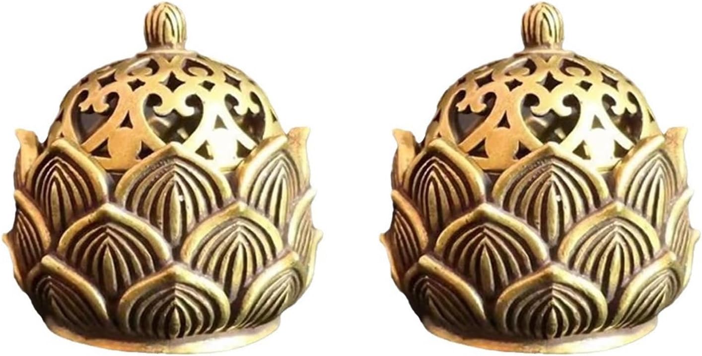 2 PCS Large Hollow Lotus Incense Burner Aromatherapy Diffuser for Home Decor Zen Meditation Spa Yoga Office Tea Room Strong Scent Dispersion