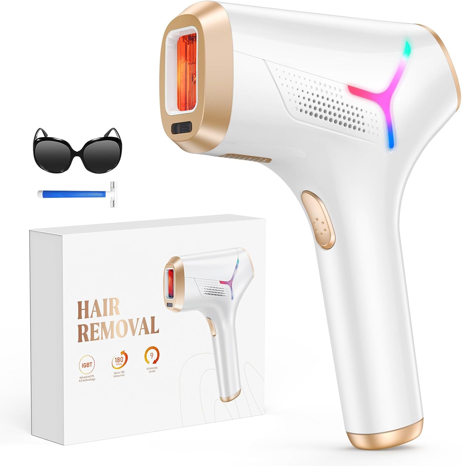 LYSMOSKI Laser Hair Removal for Women and Men, At-Home IPL Hair Removal Device with 5.2 cm² Treatment Window, Nearly Painless, Visible Results in 2 Weeks, Full Body Treatment in 8 Minutes,Bright white