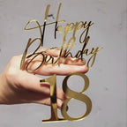 Happy Birthday 18 Cake Topper, Acrylic Gold Happy 18th Birthday Cake Decoration Cheers to 18 Years Cake Pick Eighteen Hello 18 Fabulous Cake Sign for Party Supplies