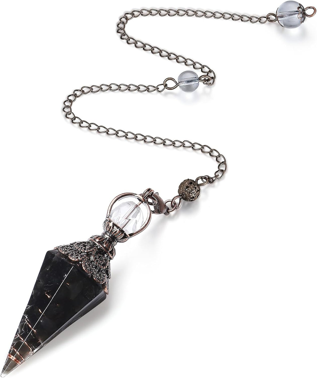 MAIBAOTA Pendulum Crystal, Natural Black Obsidian Crystal Pendulums for Dowsing, Spiritual Pointed Crystals for Witchcraft Supplies, Divination Tools