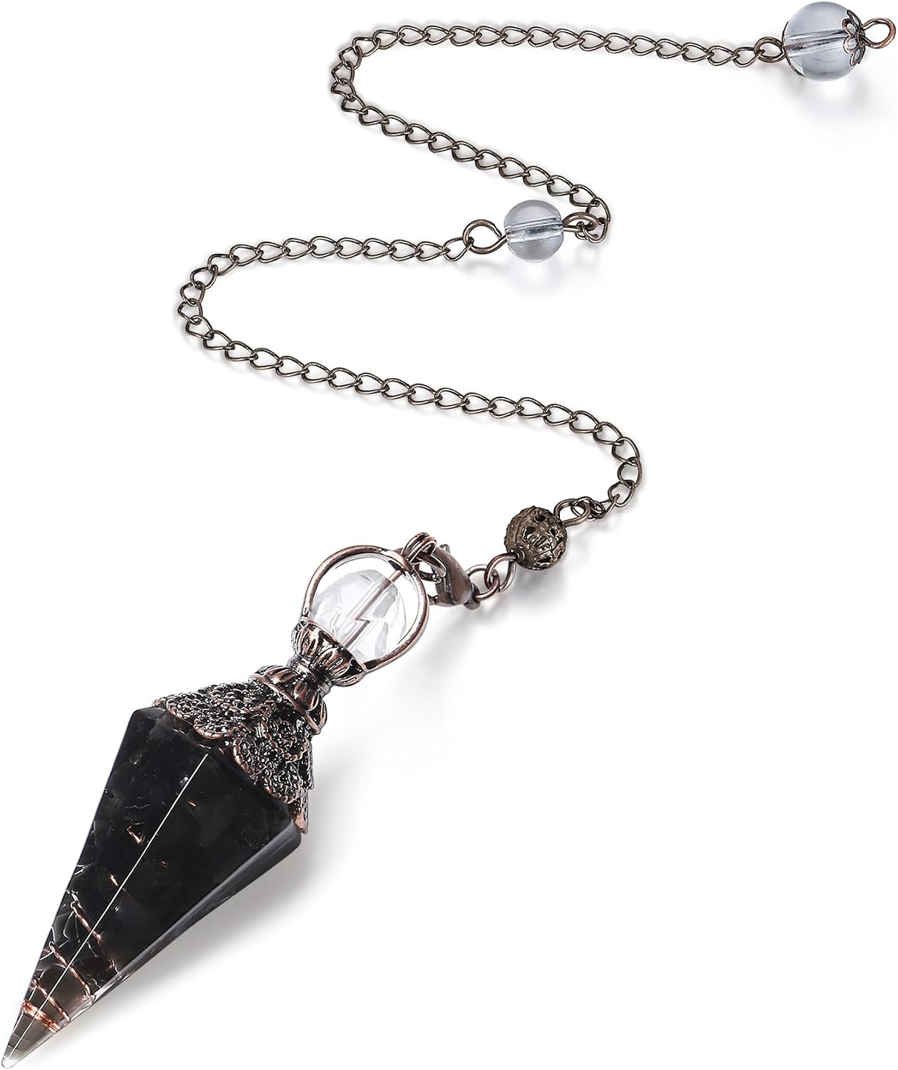 MAIBAOTA Pendulum Crystal, Natural Black Obsidian Crystal Pendulums for Dowsing, Spiritual Pointed Crystals for Witchcraft Supplies, Divination Tools
