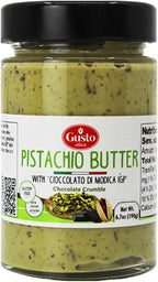 GUSTO ETNA Pistachio Butter/Spreadable Cream with Chocolate Chips, 6.7 oz (190g), Rich & Nutty Spread for Knafeh Pistachio Chocolate Bars, Sweet Pistachio, 28% Pistachios, From Italy, Non GMO