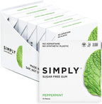 SIMPLY Gum Peppermint, Plastic-Free Natural Chewing Gum, 6 Pack (90 Pieces) | Vegan, Kosher, Non GMO, Aspartame Free and Sorbitol Free