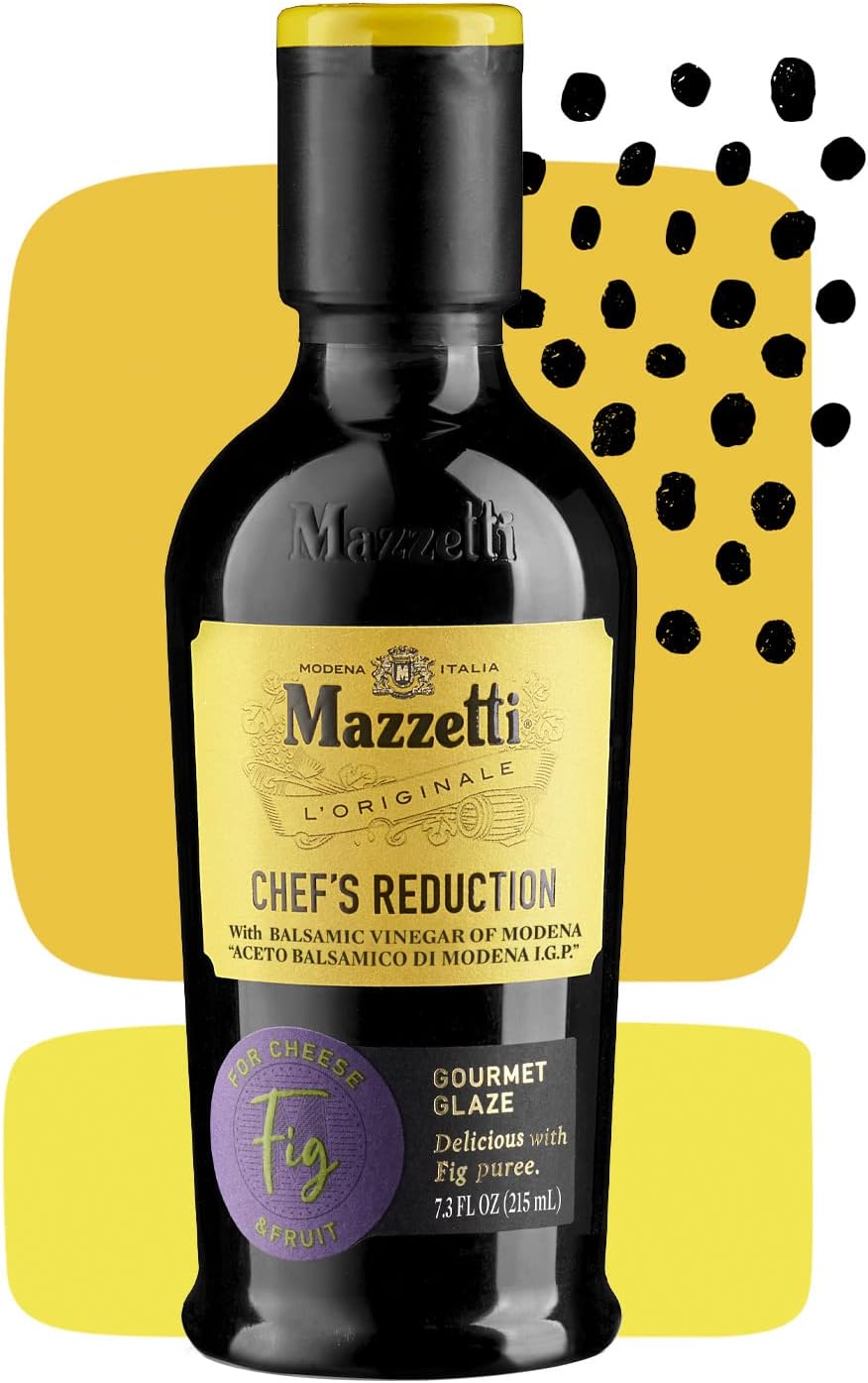 Mazzetti Fig Glaze Balsamic Vinegar of Modena PGI, 7.3 Fl Oz, Versatile, Thick & Rich, Perfect for Drizzling, Cheese & Fruits, Crafted in Italy