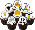 Cute Halloween Edible Cupcake Toppers Halloween Baby Shower Decorations, Wafer Pumpkin Edible Cake Decorations, Spooky Cake Toppers - 24 x 1.5 Inch 4cm Uncut Theme 5