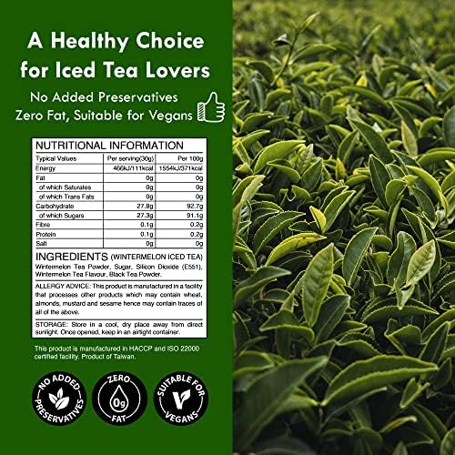 Moriyama Teahouse Winter Melon Bubble Iced Tea Instant Powder Mix - 1kg (33 Drinks) | For Boba, Ice Blended Smoothies and Sorbet | Authentic Taiwan Recipe | No Fat, No Preservatives