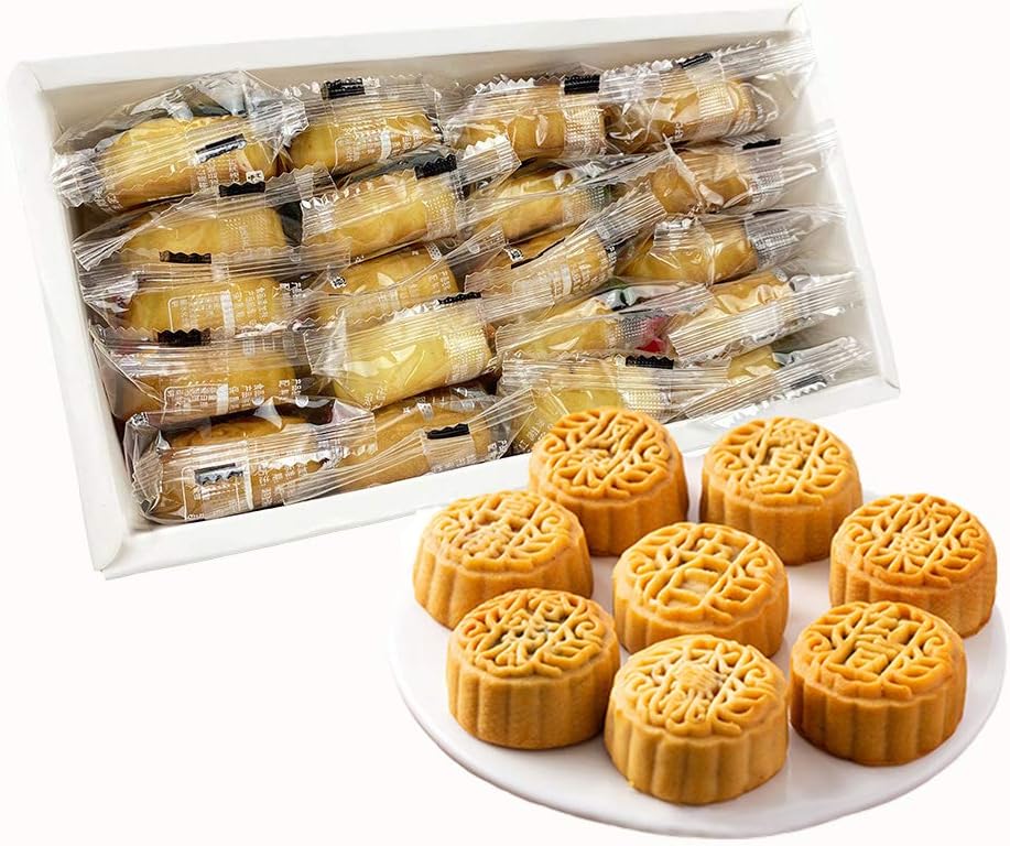 HELENOU666 Mooncakes Chinese Mid-Autumn Festival Traditional Mini-Mooncake 8-Flavor Mixed Fruit Moon Cake 20pcs