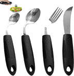 4Pcs Weighted Adaptive Utensils, 45°Angled Built up Utensils Set for Hand Tremors, 3.5oz Parkinsons Utensils for Elderly, Weighted Spoon Hand Tremors, Parkinson & Disabled Care Gift Pick (Left-Handed)