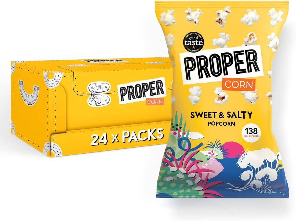 PROPERCORN Sweet & Salty Popcorn (Pack of 24)