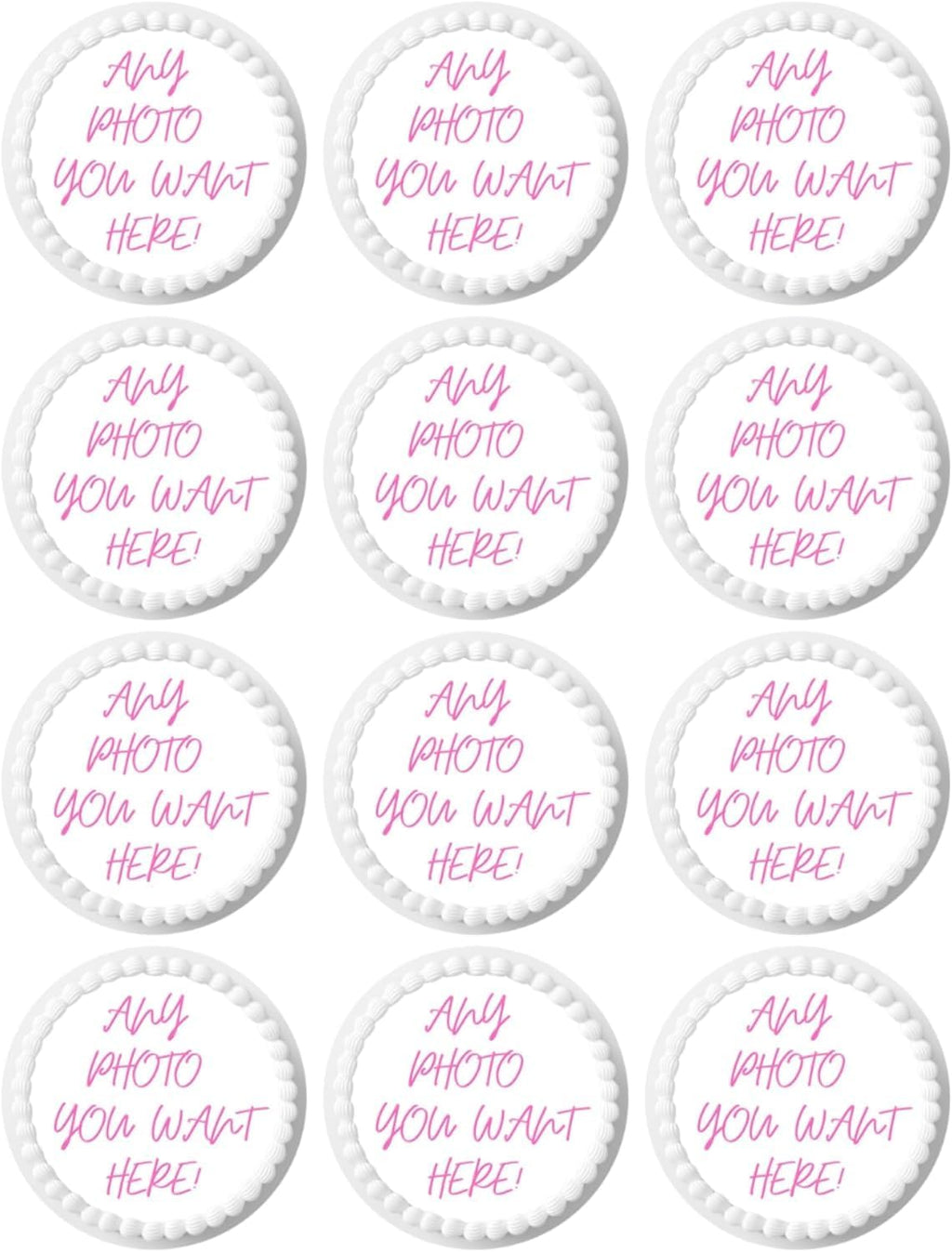 Custom Cupcake Topper Edible Image Your Own Cake Birthday Customize Party Personalized Uncut (2" 12 per/sheet)