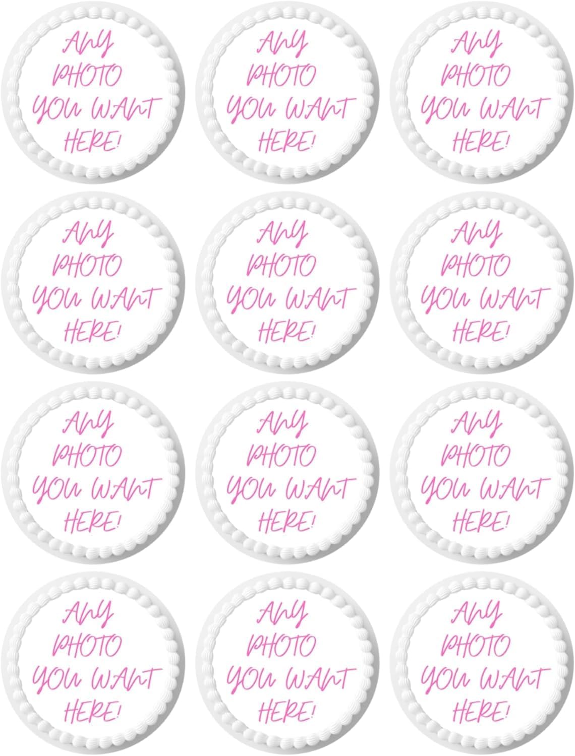 Custom Cupcake Topper Edible Image Your Own Cake Birthday Customize Party Personalized Uncut (2" 12 per/sheet)