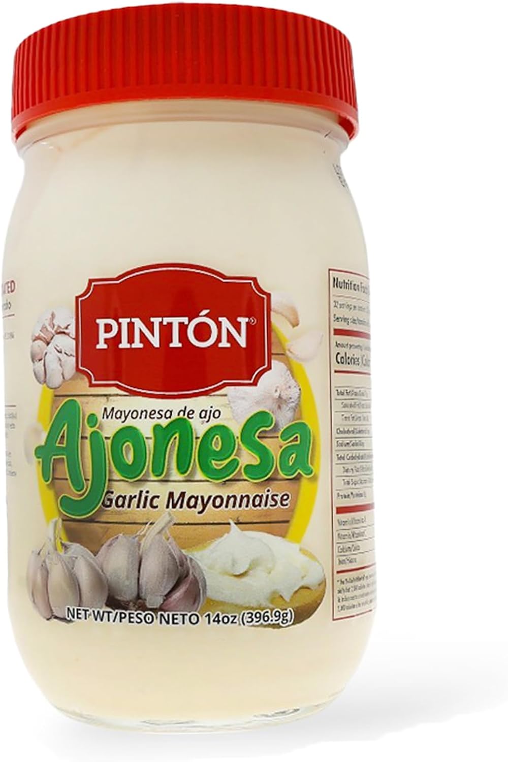 Garlic Aioli | Creamy Roasted Garlic Mayonnaise for Sandwiches, Burgers, and Dips | Dairy-Free and Gluten-Free Mayo Dressing | PINTON | 14 oz