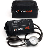 PARAMED Aneroid Sphygmomanometer – Manual Blood Pressure Cuff with Universal Cuff 8.7-16.5" and D-Ring – Carrying Case in the kit – Black – Stethoscope Not Included