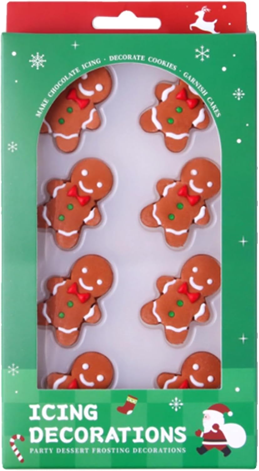 Sentovac 8 Pcs Christmas Gingerbread Man Icing Cake Decoration Edible Sprinkles DIY Candy Dessert For Cookie Cake Cupcake Topper Icing Frosting Vanlentine Halloween Christmas Decoration Supplies