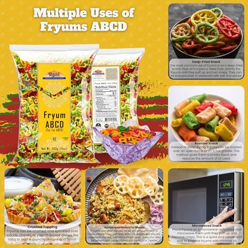 Rani Far Far / Fryums (Wheat & Tapioca Pellet) ABCD Shape 14oz (400g) ~ Vegan, Kosher, Uncooked, Used to Make Papad, Bhungra / Chip Snack