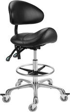 Saddle Stool Chair with Backrest and Footrest- Ergonomic Rolling Saddle Stools Hydraulic Swivel Adjustable Stool Esthetician Chair for Massage Beauty Salon Tattoo Dentist Clinic Home Office (Black)