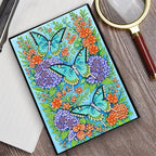 FRANDEK Diamond Art Painting Notebook Kit, Blue Butterfly A5 DIY Journal with 50 Blank Pages, Crystal Rhinestone Cover With Waterproof Canvas, Beginner Craft Set with Full Tools for Adults