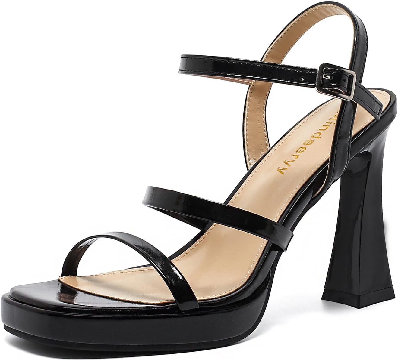 Women's Platform Chunky High Heel Sandals Square Open Toe Block Dress Shoes with Ankle Strap for Evening Banquet Party Dance Wedding Daily Work Graduation