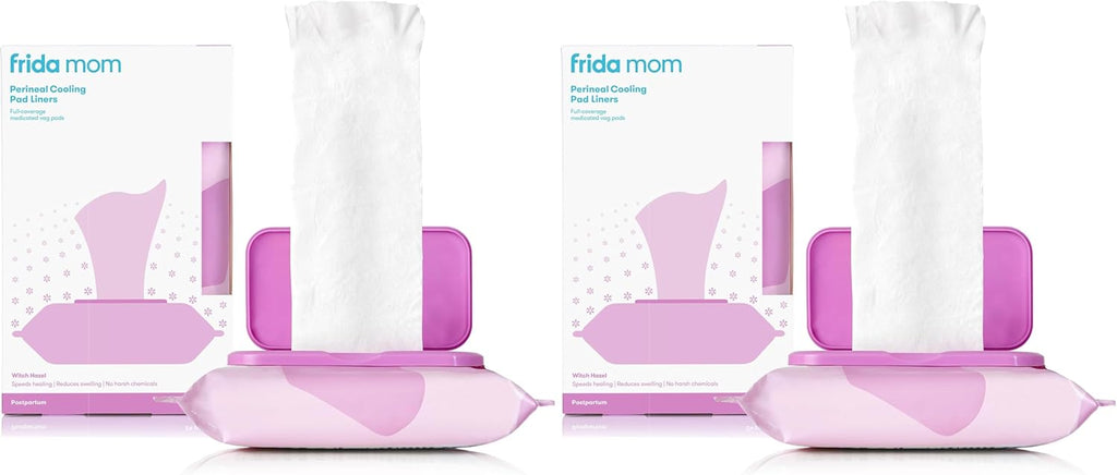 Frida Mom Witch Hazel Perineal Cooling Pad Liners for Postpartum Care, Hospital Bag Essentials for Pain Relief After Birth, Full-Length Medicated Cooling Pad Liners (24ct) (Pack of 2)