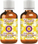 dève herbes Pure Organic Baobab Oil (Adansonia digitata) Cold Pressed (Pack of Two) 100ml X 2 (6.76 oz)