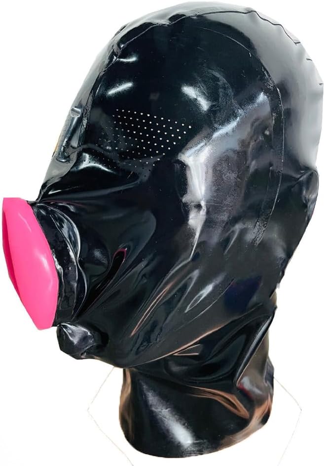 LEIMI Latex Gummi Hood Mask Catsuits Pin eyes with Sheath Full Cover mask
