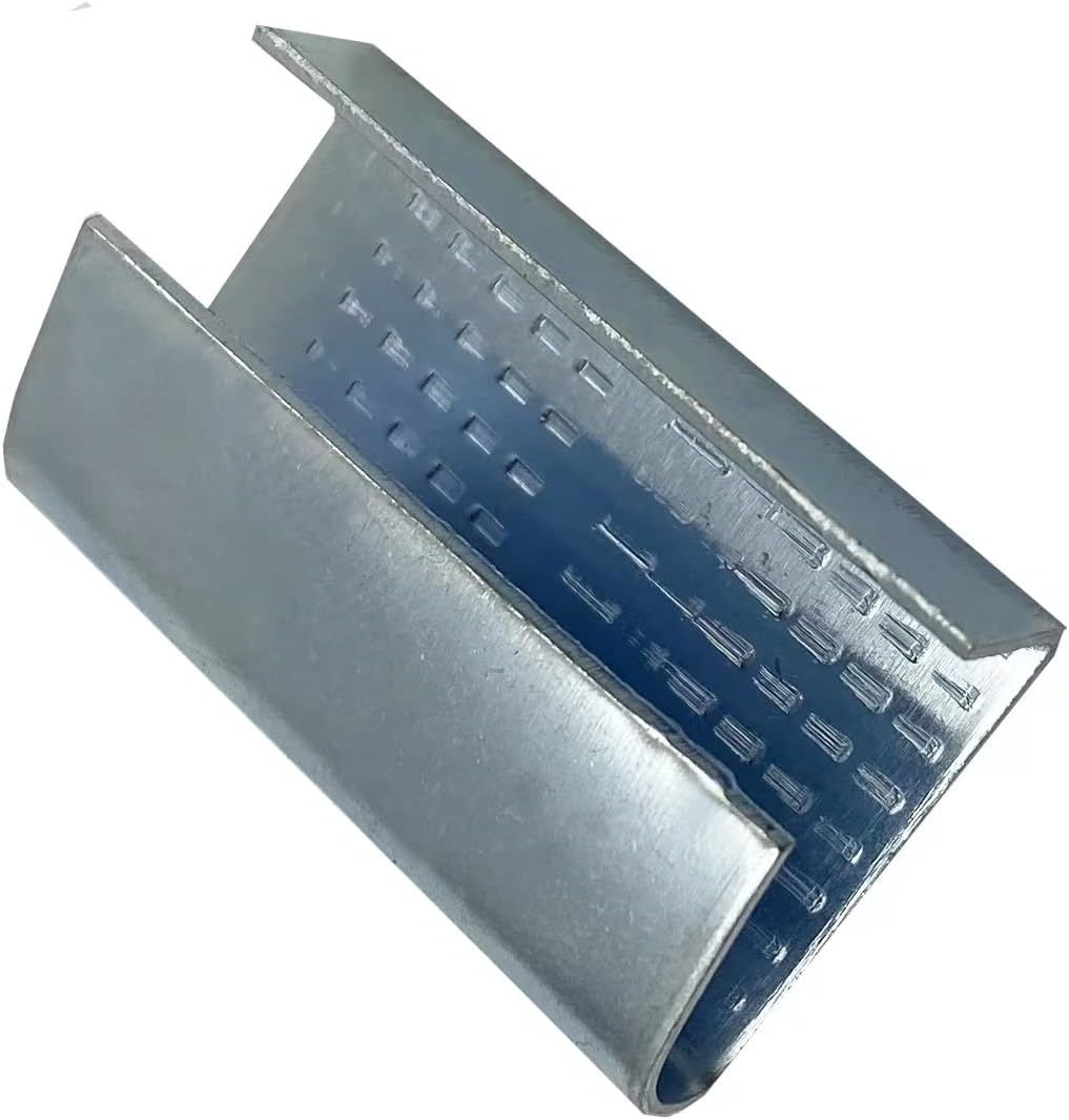 Packaging Strapping Open Serrated Seals for 5/8" Strap Width Polyester (PET) Strapping, Banding Strapping Clips Plastic Poly Strapping Metal Buckle(Pack of 100)