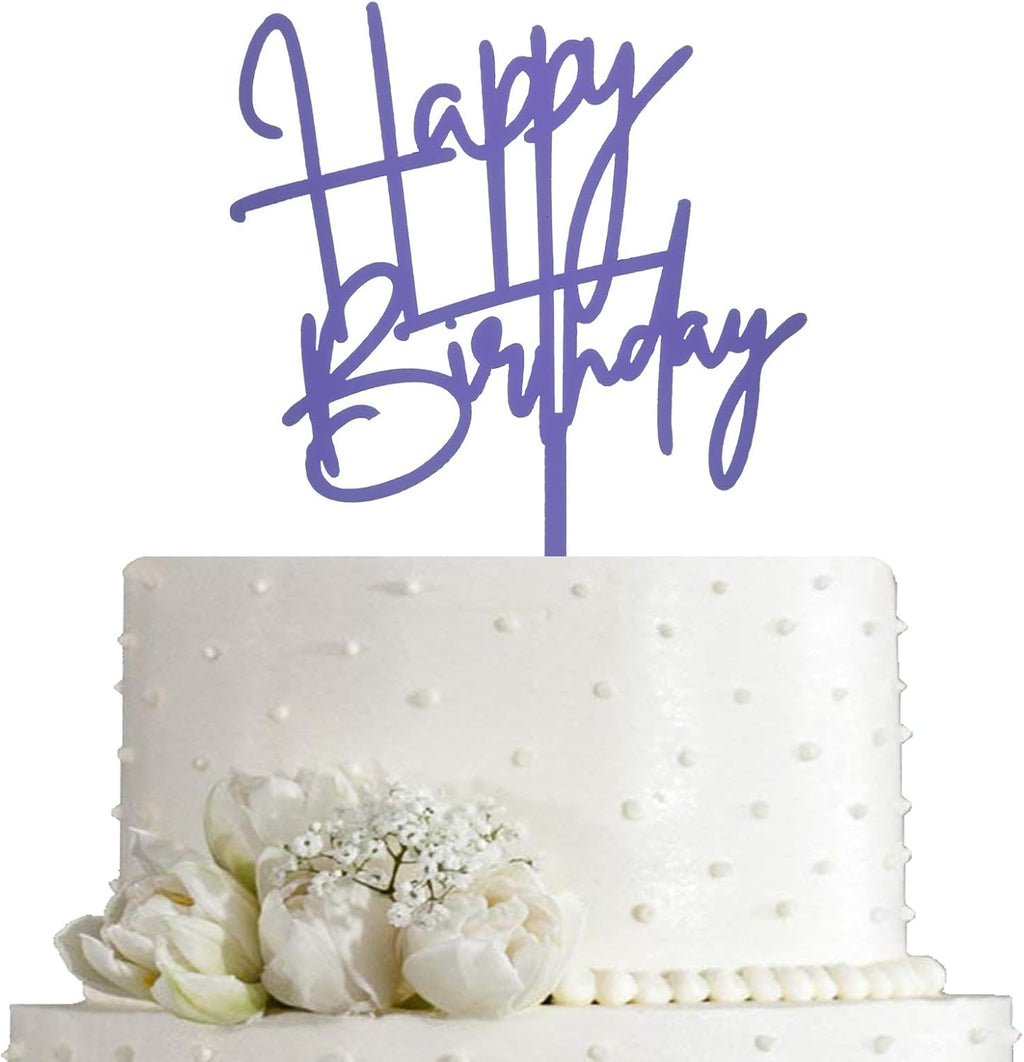 JIEEIN Happy Birthday Cake Topper - Birthday Party Decoration, Purple Acrylic
