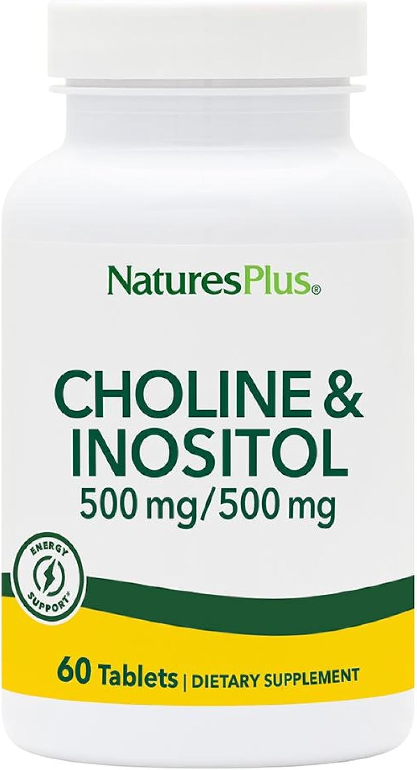 NaturesPlus Choline & Inositol - 500 mg, 60 Vegetarian Tablets - Nervous System Support & Healthy Liver Function - Gluten-Free - 60 Servings