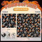 Whaline Halloween Paper Napkins Skeleton Pumpkin Luncheon Napkin Black Disposable Dessert Dinner Hand Napkin for Home Kitchen Restaurant Party Supplies, 50 Pcs