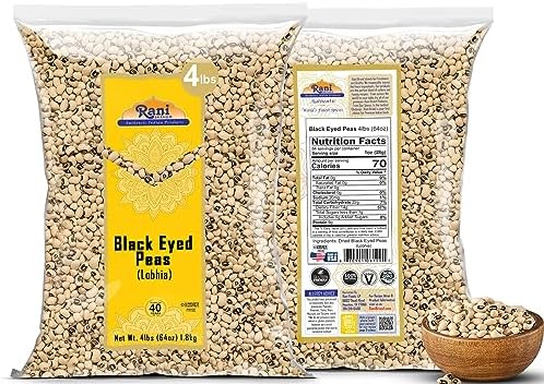 Rani Black Eyed Peas, Dried Cowpeas (Lobhia) 64oz (4lbs) 1.81kg Bulk ~ All Natural | Vegan | Kosher | Gluten Friendly | Product of USA