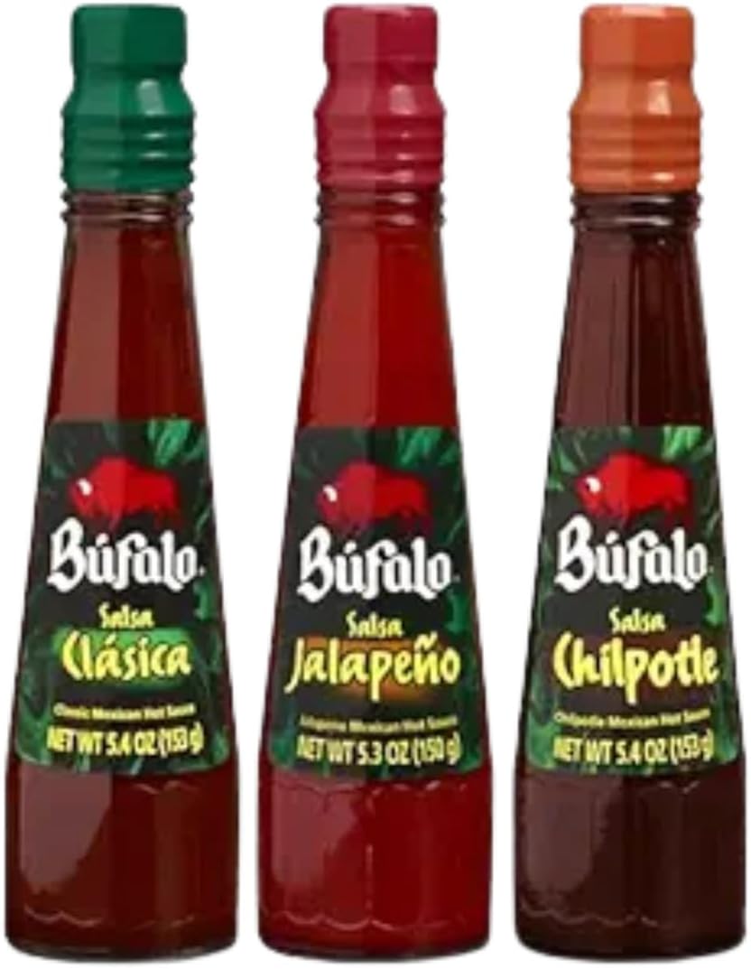Bufalo Salsa set of 3 : Jalapeno (5.3 oz) , Chipotle (5.3 oz) , Clasica (5.3 oz). by Bufalo