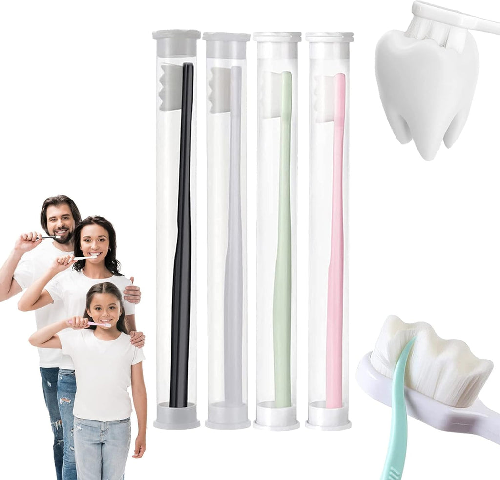 BREVI Nordic-Inspired Premium Nano Toothbrush, Extra Soft with 20000 Soft Bristles, Micro Fur Manual Toothbrush for Sensitive Gums and Teeth (4 Packs)