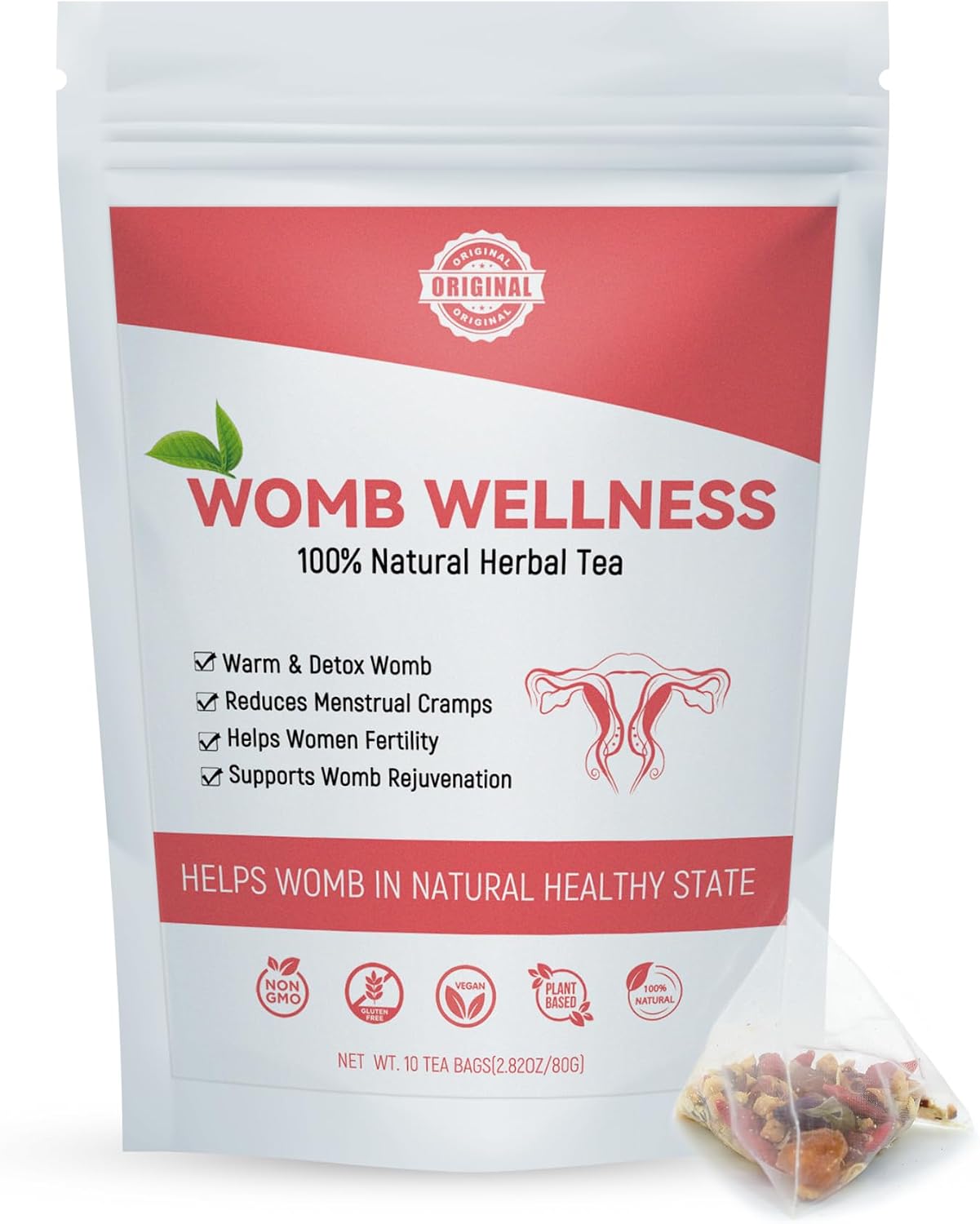 Laicuherb Natural Womb Fertility Tea for Women Ovary and Uterus Cleanse, Womb Detox Fibroid Tea Helps with Hormone Balance and Get Pregnant Fast for Women, Pcos Teas for Period Regularity 10 Teabags