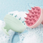 Silicone Massage Brush Shampoo Head Scalp Massager Washing Comb Hair Body Shower Massage Brush Bath Spa Bathroom Accessories (Purple)