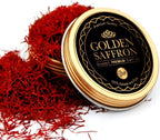 Golden Saffron, Finest Pure Premium All Red Saffron Threads, Grade A+ Super Negin, Non-GMO Verified. For Tea, Paella, Rice, Desserts, Golden Milk and Risotto (3.0 Grams)