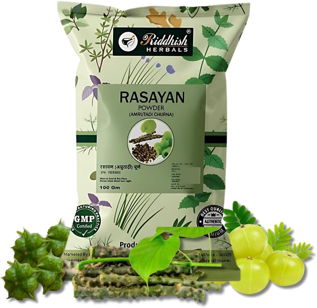 Rasayan Powder (Amrutadi Churna) | Ayurvedic Immunity Booster | Giloy, Amla & Gokshura | Plant Based | Chemical Free | 100 g