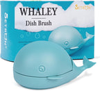 Whale Dish Brush – Cute Whale Scrub Brush for Dishes & Veggies, Palm Cleaning Brush, Funny Kitchen Gadget, Sink Accessories, Unique Gifts for Women, Housewarming or White Elephant Gifts