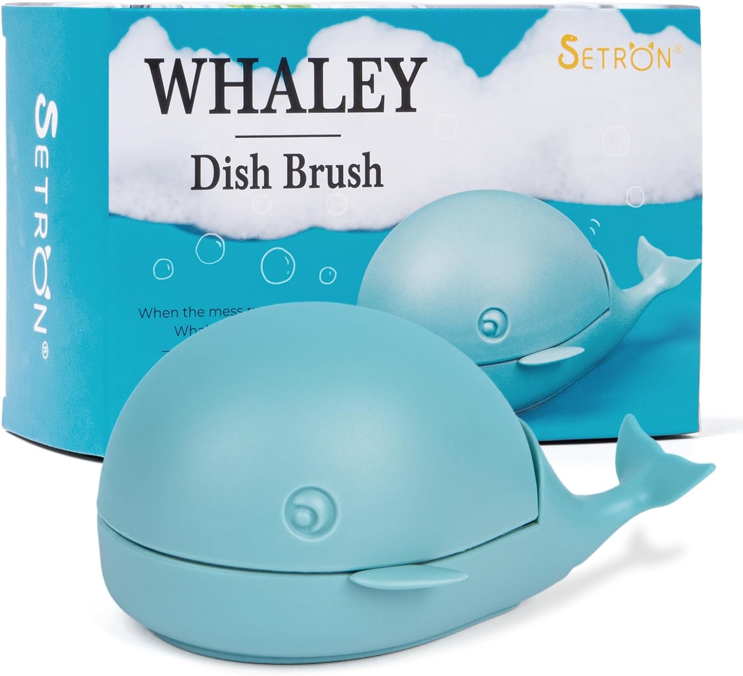 Whale Dish Brush – Cute Whale Scrub Brush for Dishes & Veggies, Palm Cleaning Brush, Funny Kitchen Gadget, Sink Accessories, Unique Gifts for Women, Housewarming or White Elephant Gifts