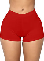 BORIFLORS Women's Sexy Workout Gym Biker Elastic Waist Booty Shorts