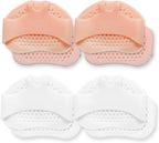 8 PC Ball of Foot Cushion, Soft Gel Metatarsal Pads with Forefoot Cushioning & Metatarsalgia Support, Bunion, Mortons Neuroma, Callus, Honeycomb Breathable Non-Slip Ultra-Thin Fit for High Heels, Washable White & Skin Tone for Women, Men