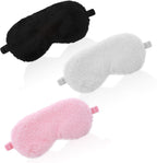 3 Pcs Plush Sleeping Eye Mask, Soft and Fuffy Plush Blindfold Comfortable Faux Fur Eye Shade with Elastic Strap for Women Men and Kids Travel Nap Sleeping (Solid Color（Black, White, Pink）)