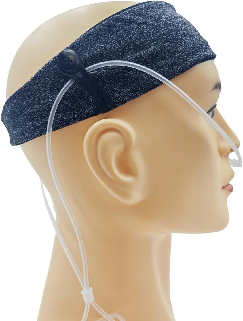 Comfortable Ear Protectors for Oxygen Tubing - Cannula Headband Hairband | Elevate Your Oxygen Experience, Secure Fit to Prevent Ear Soreness (Black with white spots)