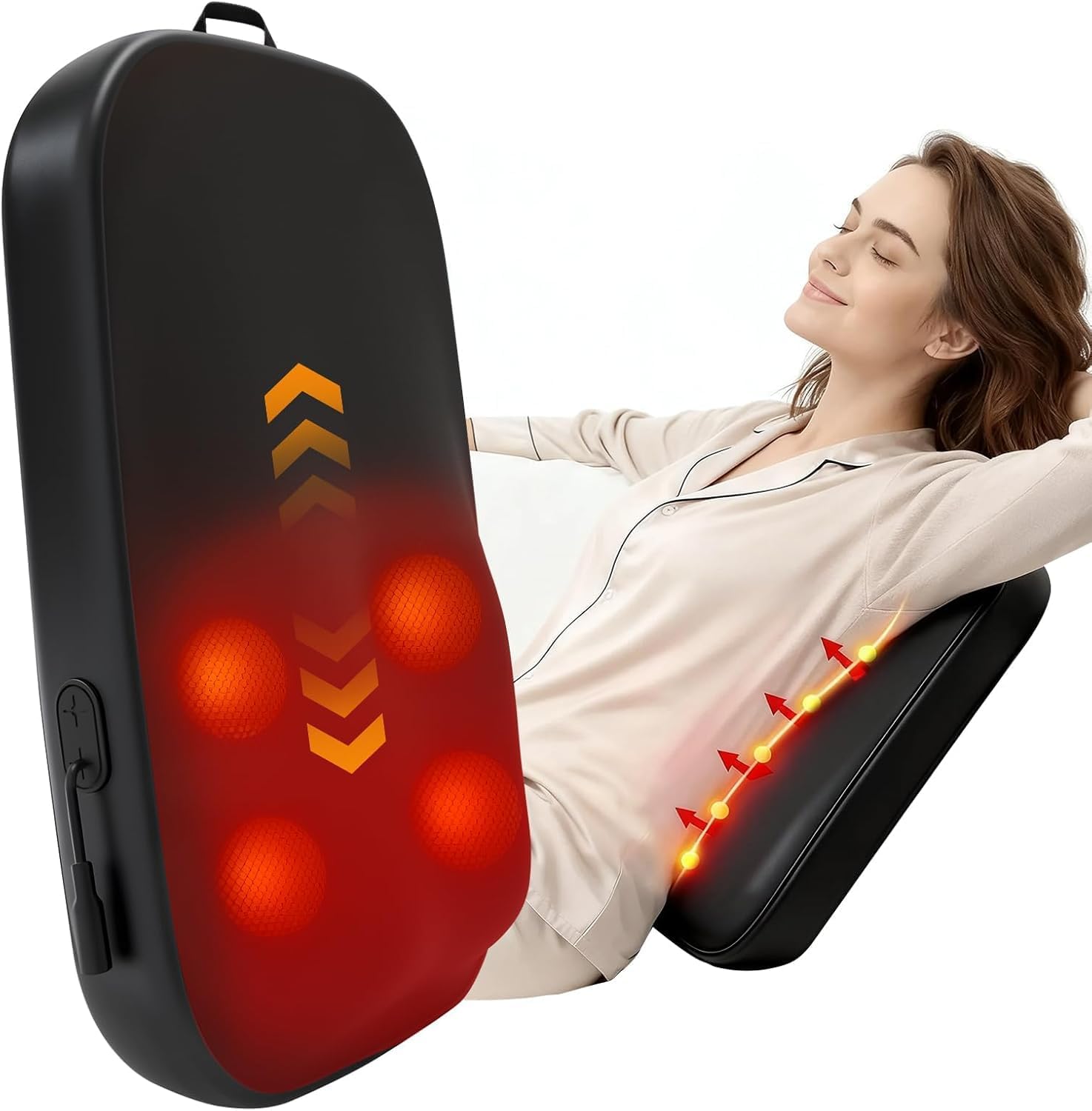 Solucky Back Massager for Pain Relief Deep Tissue, Back Massager with Heat, Deep Kneading Massage for Back, Adjustable Intensity & Dual Modes, Red Light Heating Therapy, 12V Corded for Home & Office
