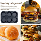 Hamburger Bun Pan,6 Cavity Silicone Hamburger Bread Mold,Non-Stick Heat-Hamburger Bun Mold,Food-Safe Silicone Hamburger Bun Pans for Baking Hamburger Bun hot dog bun pan