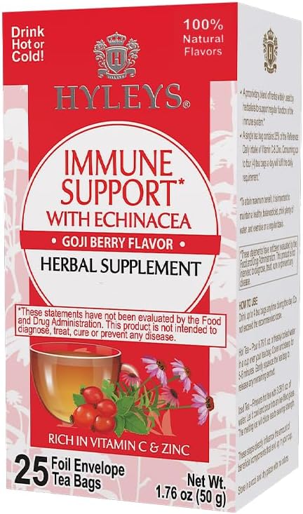 Hyleys Immunity Tea With Echinacea Goji Berry Flavor - 25 Tea Bags (1 Pack) - Support Your Immune System