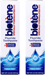 Biotene Fluoride Toothpaste Gentle Formula Fresh Mint, 4.3 Ounce (Pack of 2)