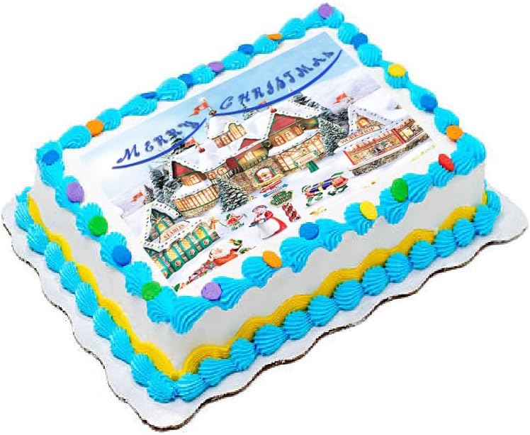 Santa Workshop Christmas Edible Cake Images - Winter Wonderland Cake Topper – Easy to Use