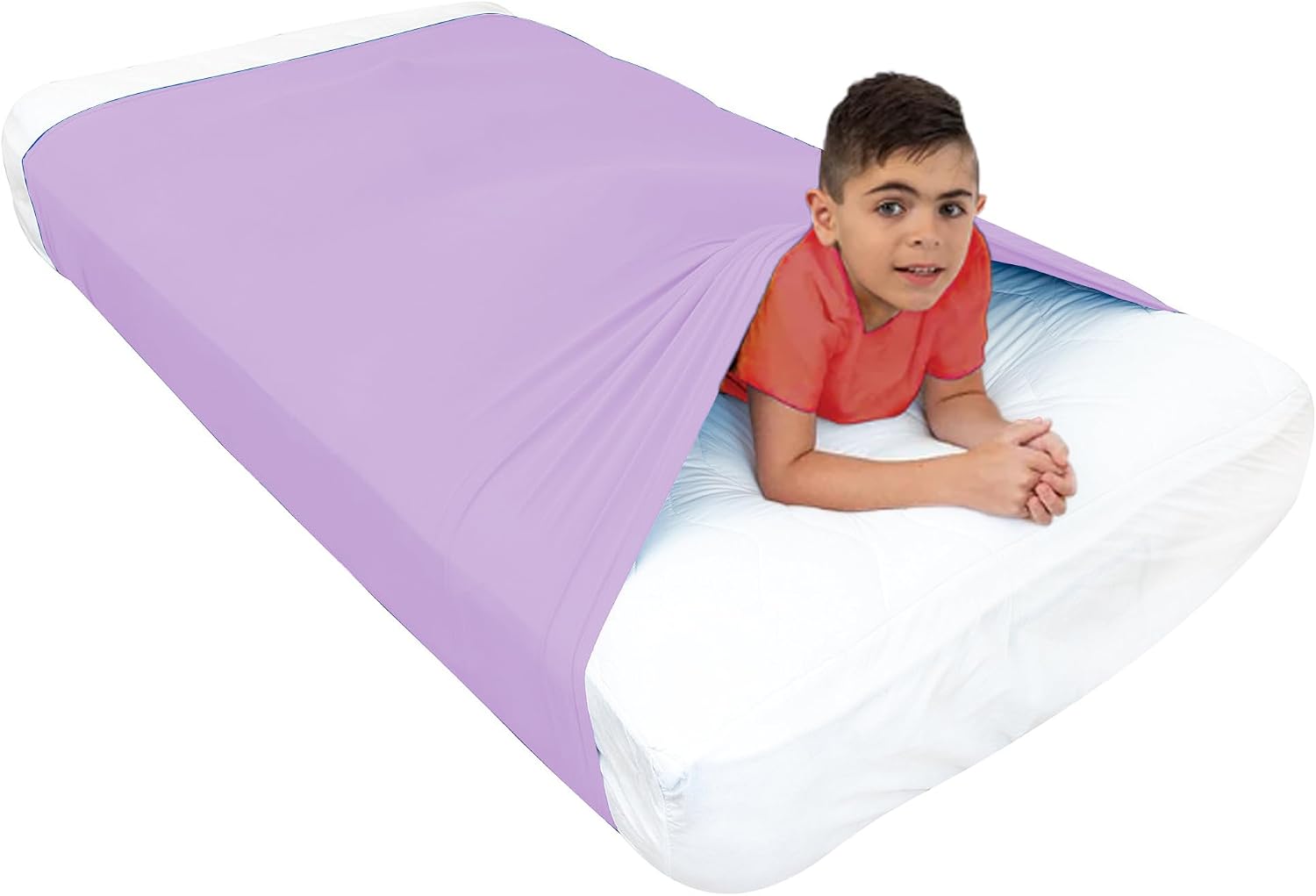 Sensory Bed Sheet for Deep Pressure Therapy – Spandex Bed Sheet – Sensory Compression Blanket for ADHD, Autism – Breathable & Hypoallergenic, Lila, Twin Size